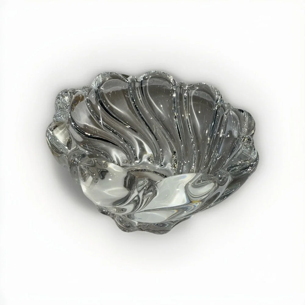 Mikasa Lead Crystal Swirl Votive Candle Holder Clear Glass Scalloped Bowl